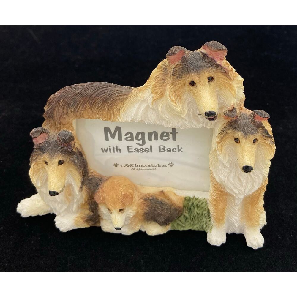 Collie Dogs Picture Frame E & S Imports Free Standing Magnetic 4 x 3.5 Inches
